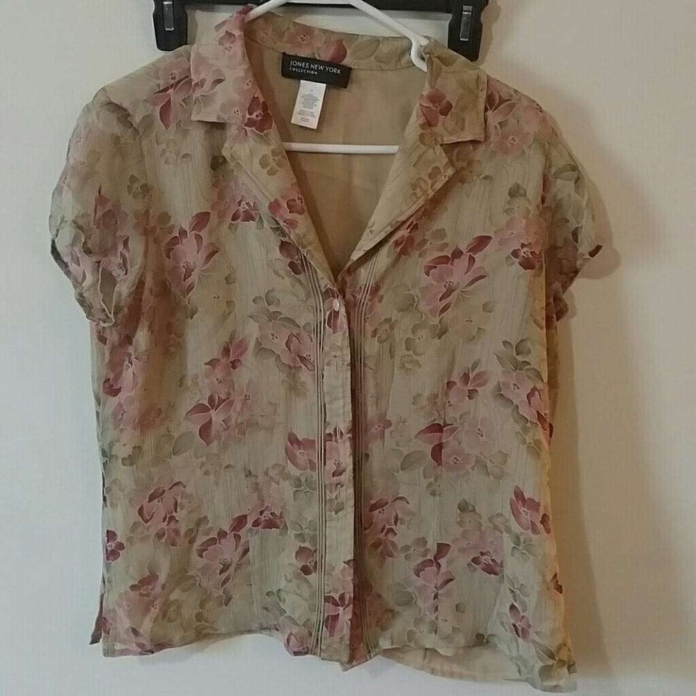 Jones New York 12 Floral Button Top